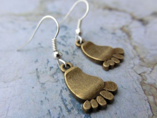 Fuss Ohrringe Füsschen Zehen bronzefarben